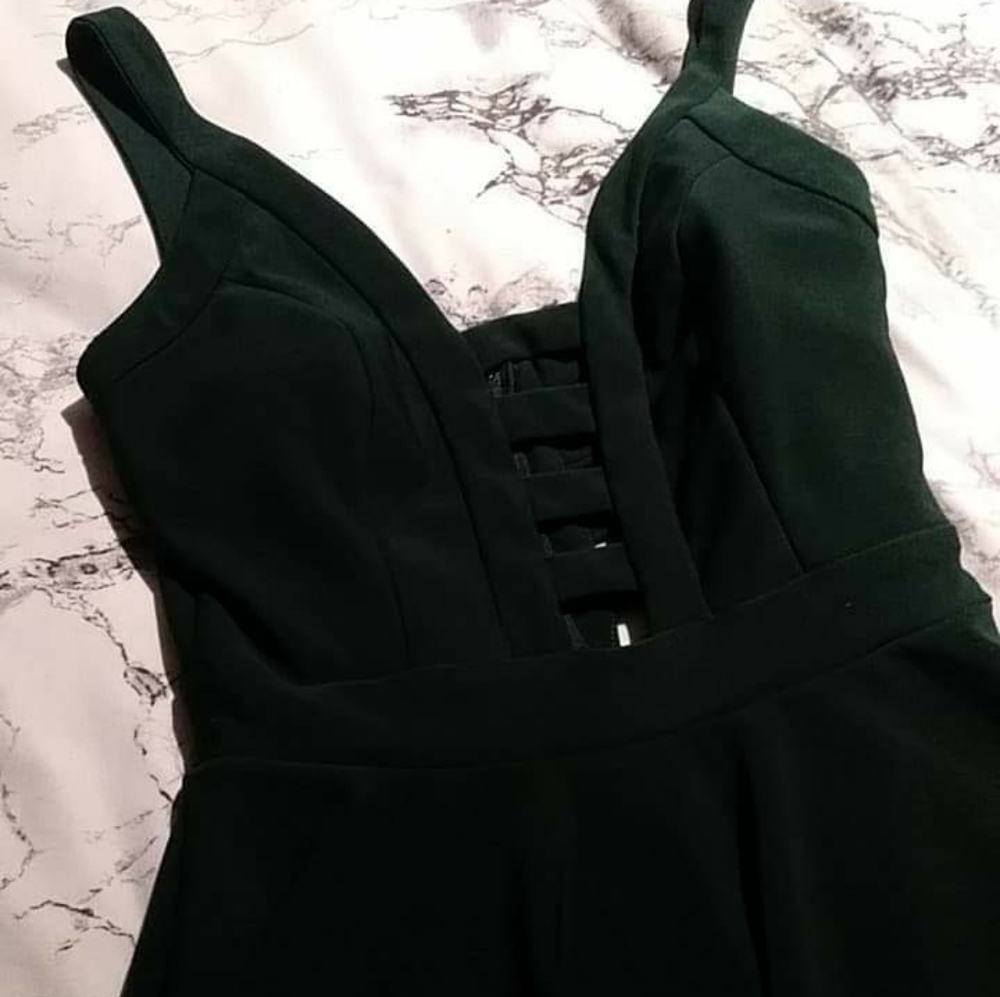 💚Fashionnova Caged Mini Emerald A-line Dress